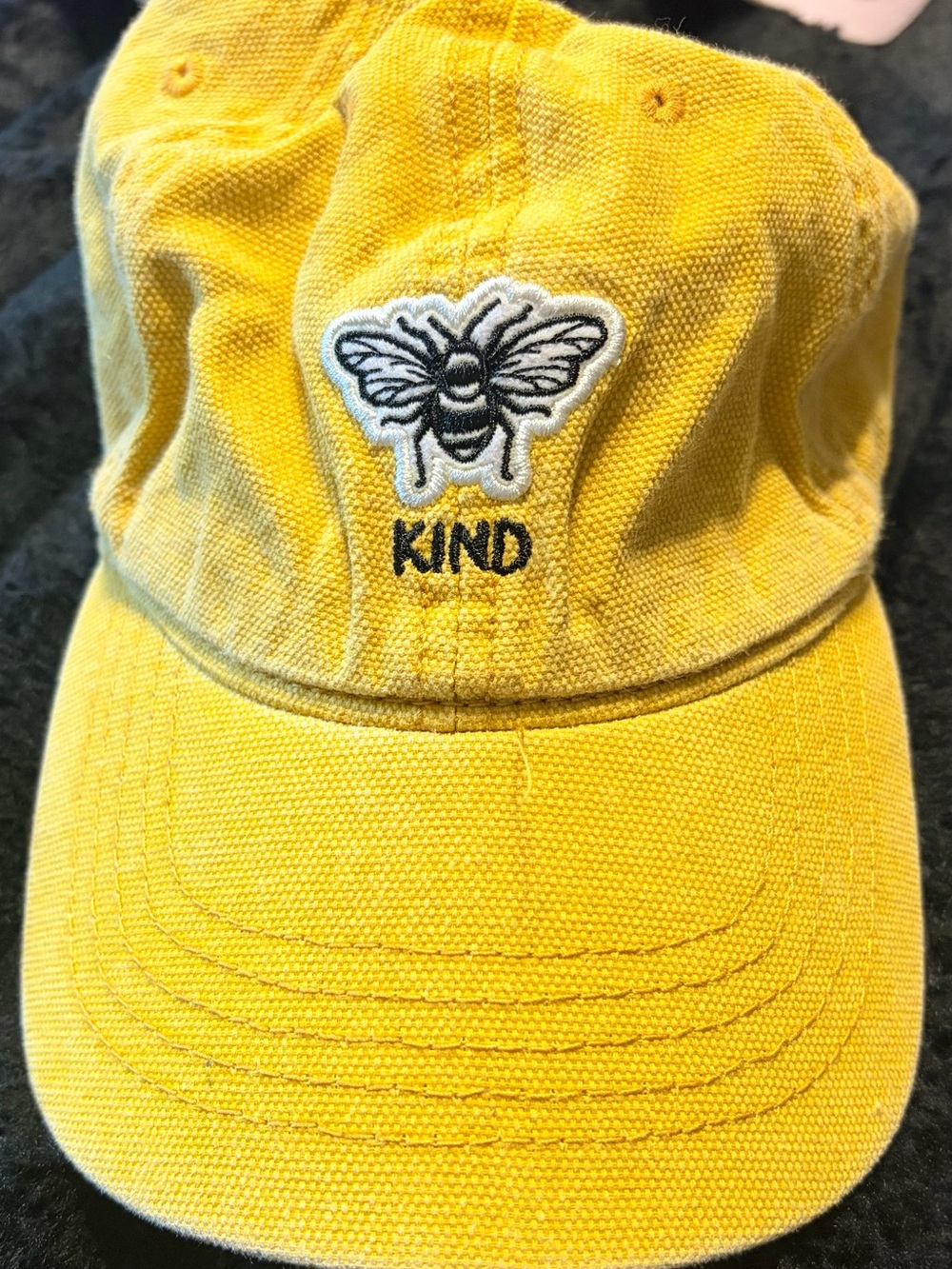 Yellow Bee 'KIND' Embroidered Hat